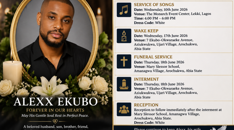 Memorial tribute image for late Nollywood actor Alexx Ekubo