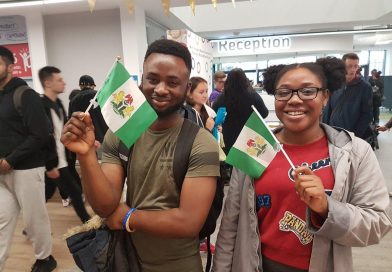 Nigerian students studying at an international university campus