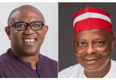 Peter Obi and Rabiu Kwankwaso at a political press briefing announcing party movement to NDC.