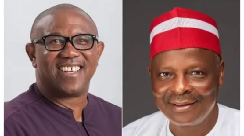 Peter Obi and Rabiu Kwankwaso at a political press briefing announcing party movement to NDC.